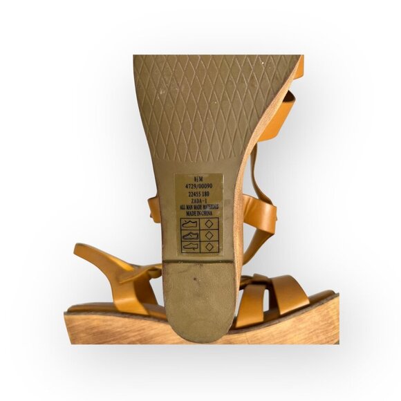 Pierre Dumas Wedges Women's 8.5 Yellow Mustard Leather Strappy Zada - Picture 8 of 8